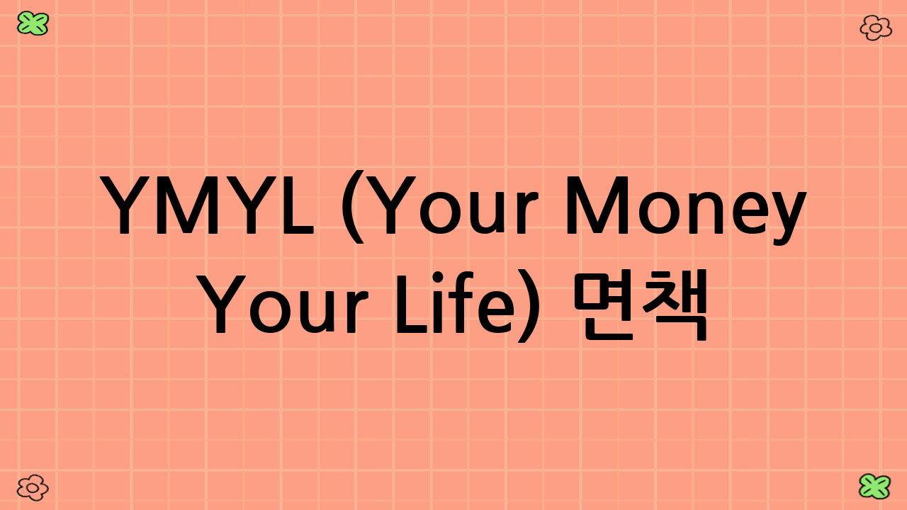 YMYL (Your Money Your Life) 면책 조항