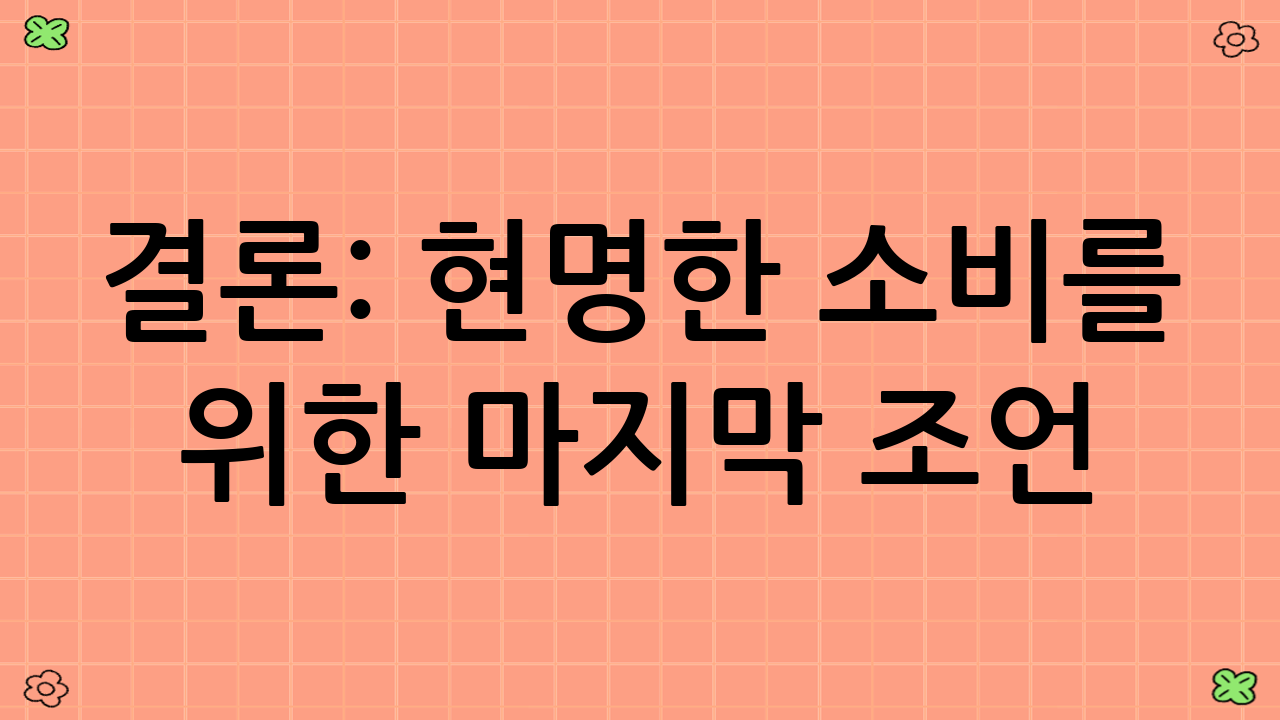 결론: 현명한 소비를 위한 마지막 조언