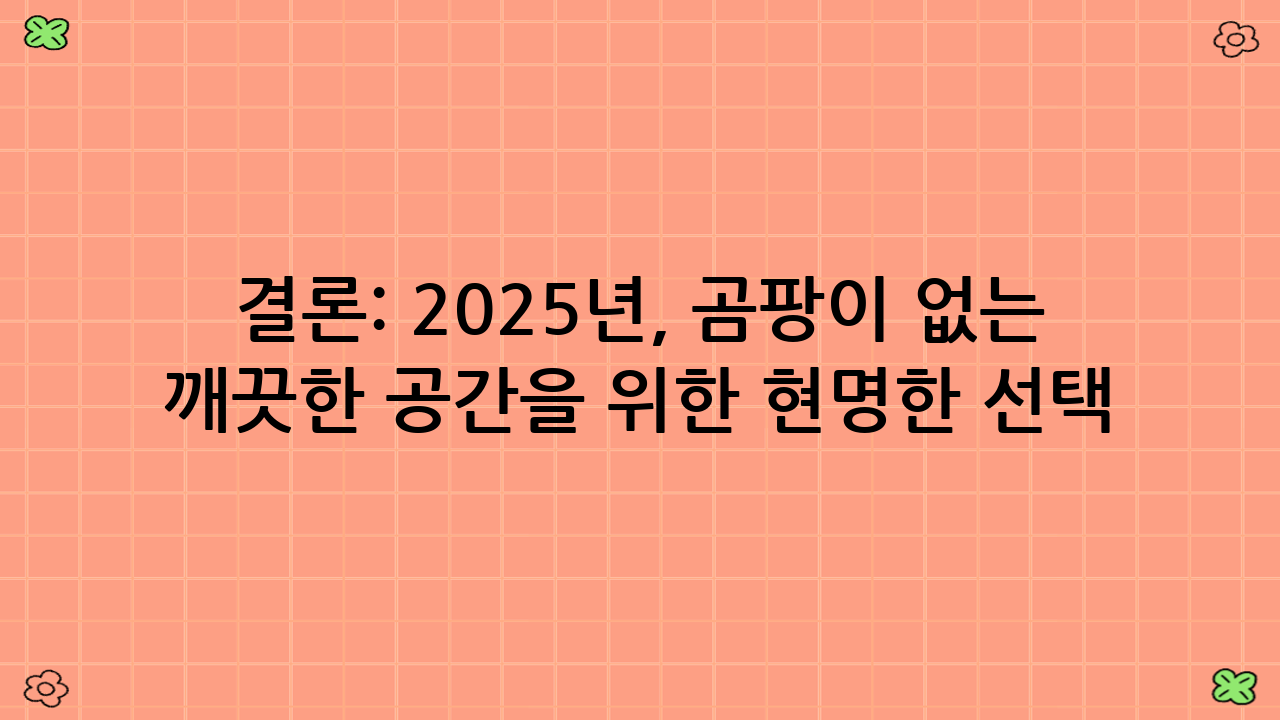 결론: 2025년, 곰팡이 없는 깨끗한 공간을 위한 현명한 선택