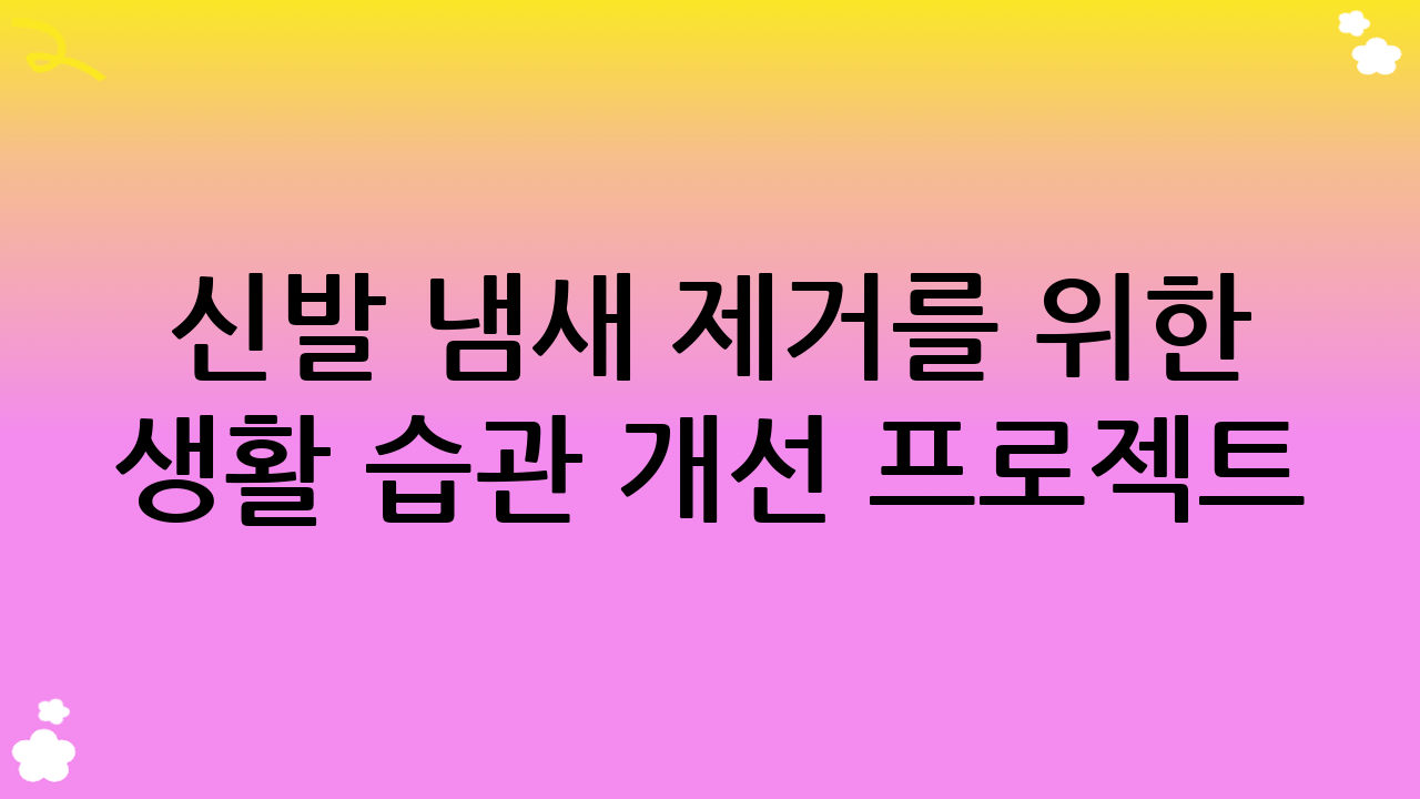 신발 냄새 제거를 위한 생활 습관 개선 프로젝트