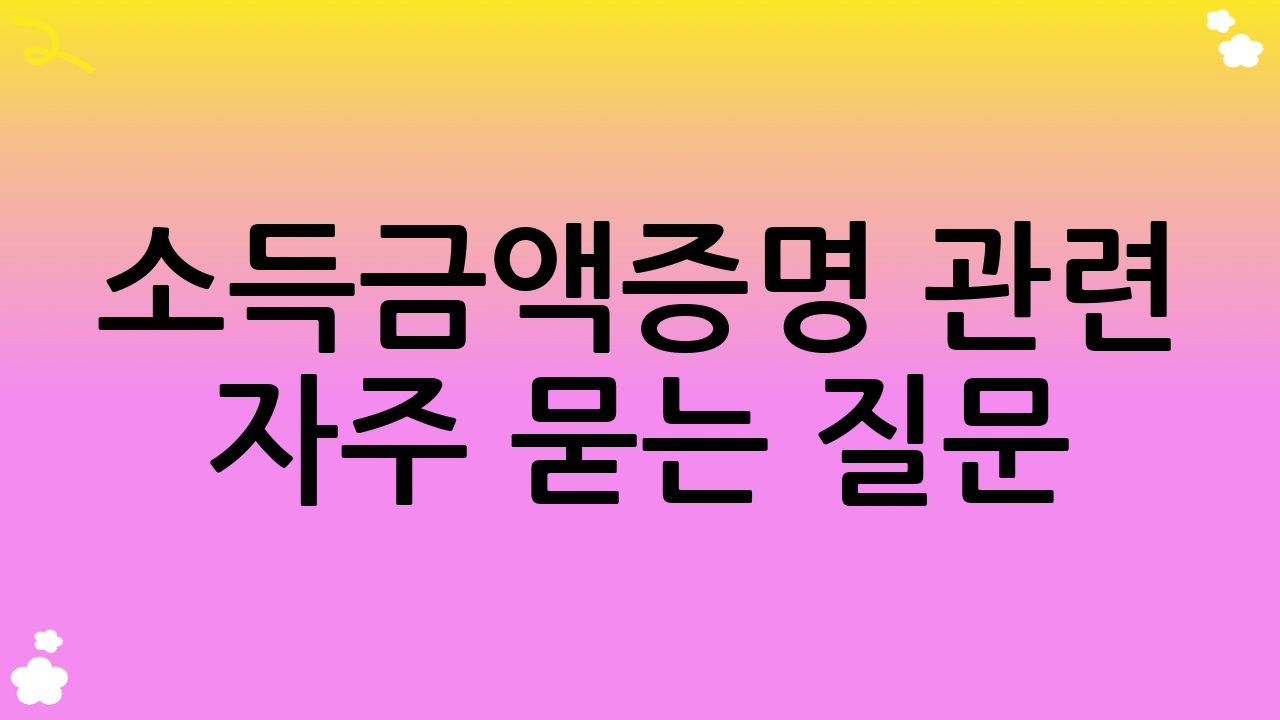 소득금액증명 관련 자주 묻는 질문 (FAQ)