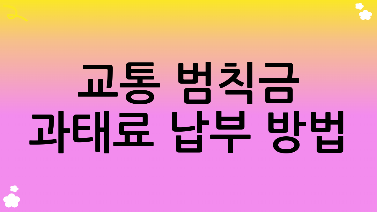 교통 범칙금 과태료 납부 방법