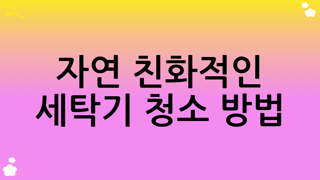 자연 친화적인 세탁기 청소 방법 (친환경 세제 활용)