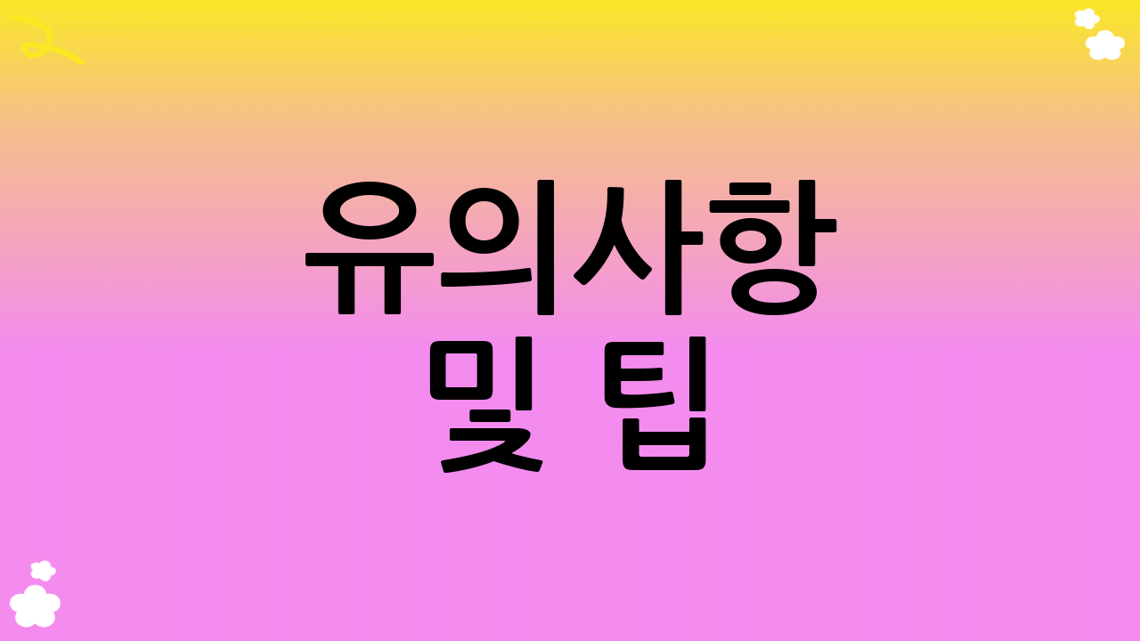 유의사항 및 팁