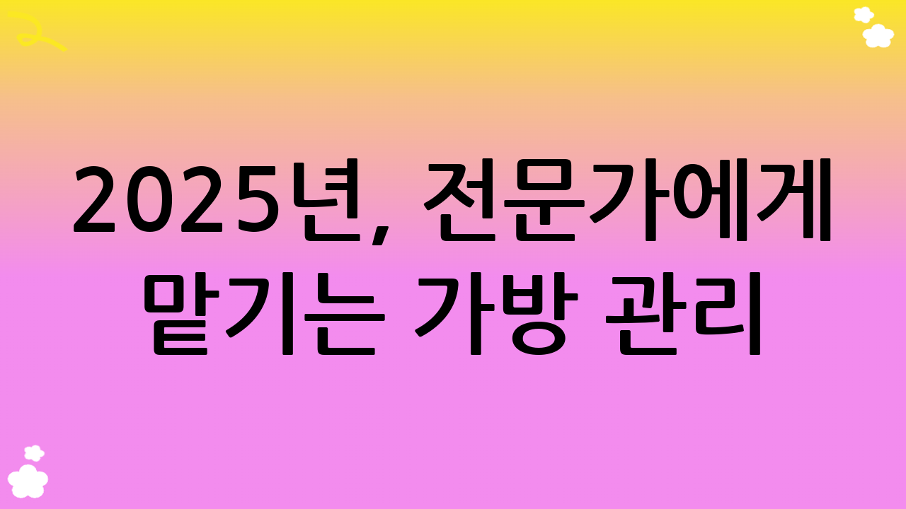 2025년, 전문가에게 맡기는 가방 관리: 언제 필요할까요?